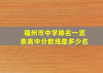 福州市中学排名一览表高中分数线是多少名