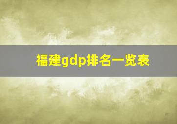 福建gdp排名一览表