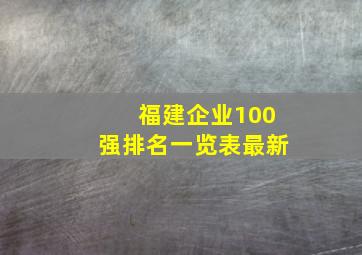 福建企业100强排名一览表最新