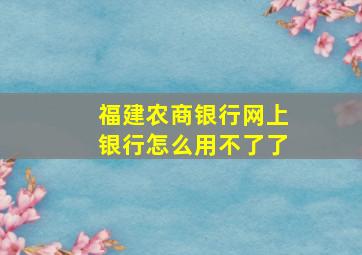 福建农商银行网上银行怎么用不了了