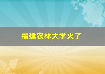 福建农林大学火了