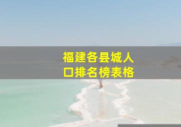 福建各县城人口排名榜表格