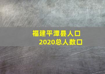 福建平潭县人口2020总人数口