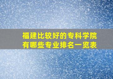 福建比较好的专科学院有哪些专业排名一览表