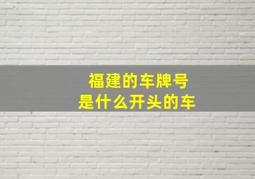 福建的车牌号是什么开头的车