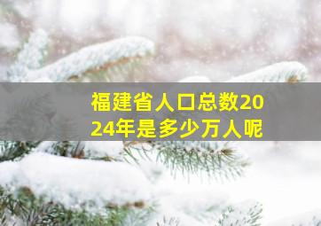 福建省人口总数2024年是多少万人呢