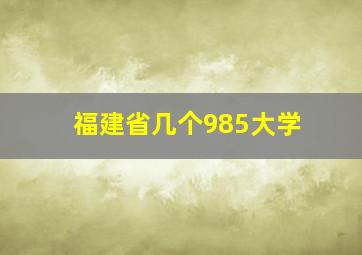 福建省几个985大学