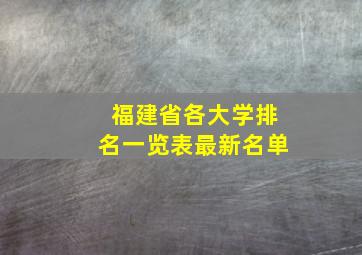 福建省各大学排名一览表最新名单