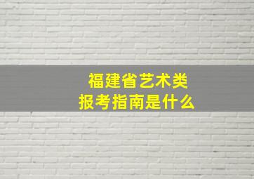 福建省艺术类报考指南是什么