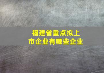 福建省重点拟上市企业有哪些企业