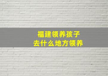 福建领养孩子去什么地方领养