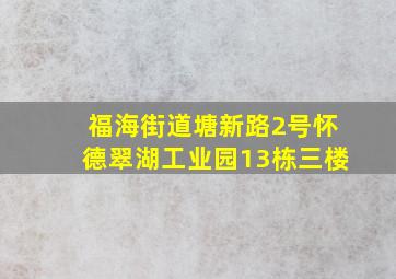 福海街道塘新路2号怀德翠湖工业园13栋三楼