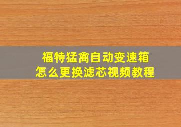 福特猛禽自动变速箱怎么更换滤芯视频教程