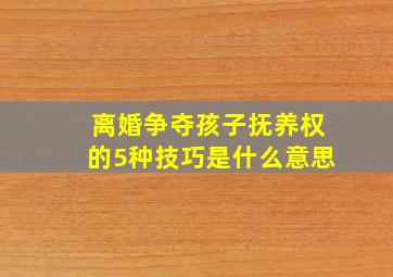 离婚争夺孩子抚养权的5种技巧是什么意思