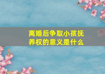 离婚后争取小孩抚养权的意义是什么