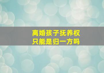 离婚孩子抚养权只能是归一方吗