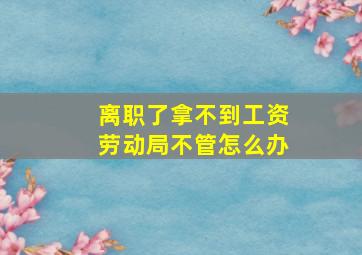 离职了拿不到工资劳动局不管怎么办