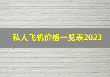 私人飞机价格一览表2023