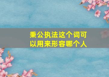 秉公执法这个词可以用来形容哪个人