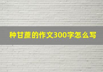 种甘蔗的作文300字怎么写