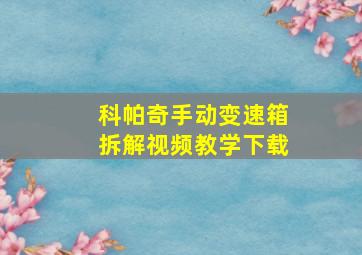 科帕奇手动变速箱拆解视频教学下载