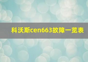 科沃斯cen663故障一览表