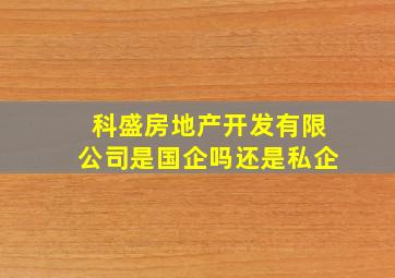 科盛房地产开发有限公司是国企吗还是私企