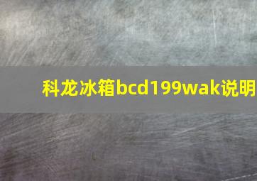 科龙冰箱bcd199wak说明