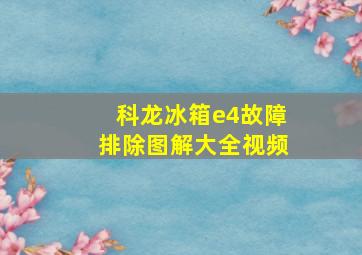 科龙冰箱e4故障排除图解大全视频