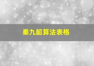 秦九韶算法表格