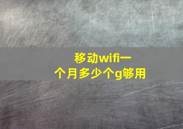 移动wifi一个月多少个g够用