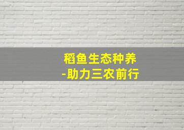 稻鱼生态种养-助力三农前行