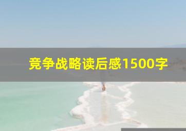 竞争战略读后感1500字