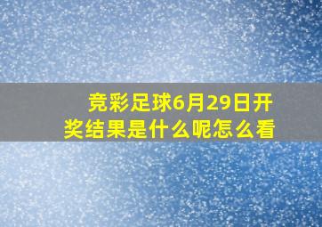 竞彩足球6月29日开奖结果是什么呢怎么看