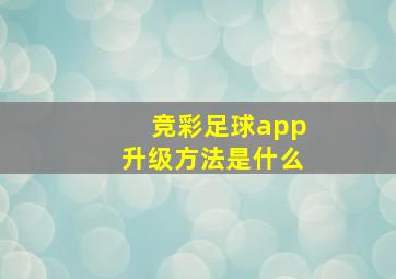 竞彩足球app升级方法是什么