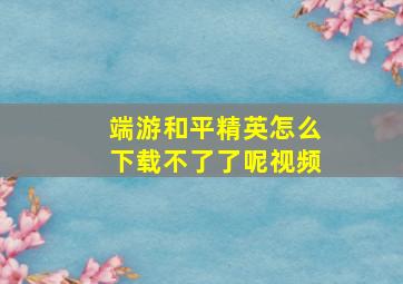 端游和平精英怎么下载不了了呢视频