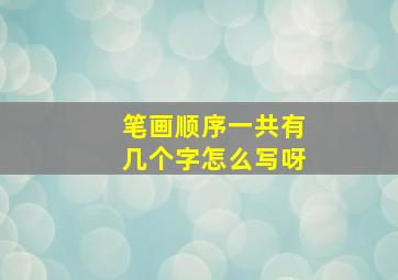 笔画顺序一共有几个字怎么写呀