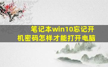 笔记本win10忘记开机密码怎样才能打开电脑