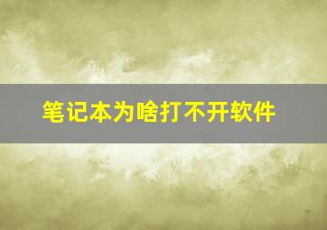 笔记本为啥打不开软件