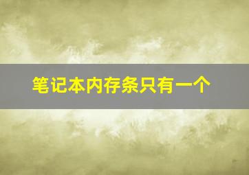 笔记本内存条只有一个