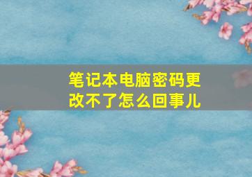 笔记本电脑密码更改不了怎么回事儿