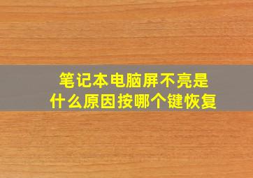 笔记本电脑屏不亮是什么原因按哪个键恢复