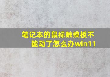 笔记本的鼠标触摸板不能动了怎么办win11