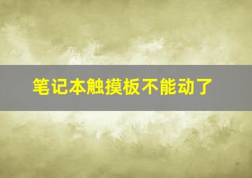 笔记本触摸板不能动了