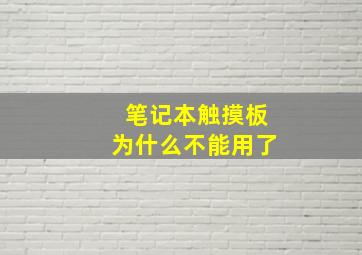 笔记本触摸板为什么不能用了