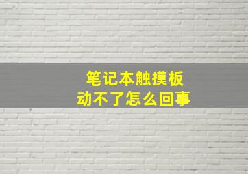 笔记本触摸板动不了怎么回事