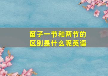 笛子一节和两节的区别是什么呢英语