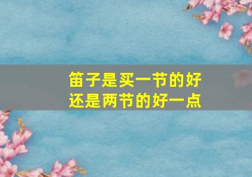 笛子是买一节的好还是两节的好一点