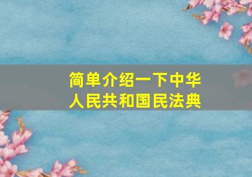 简单介绍一下中华人民共和国民法典