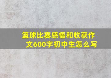 篮球比赛感悟和收获作文600字初中生怎么写